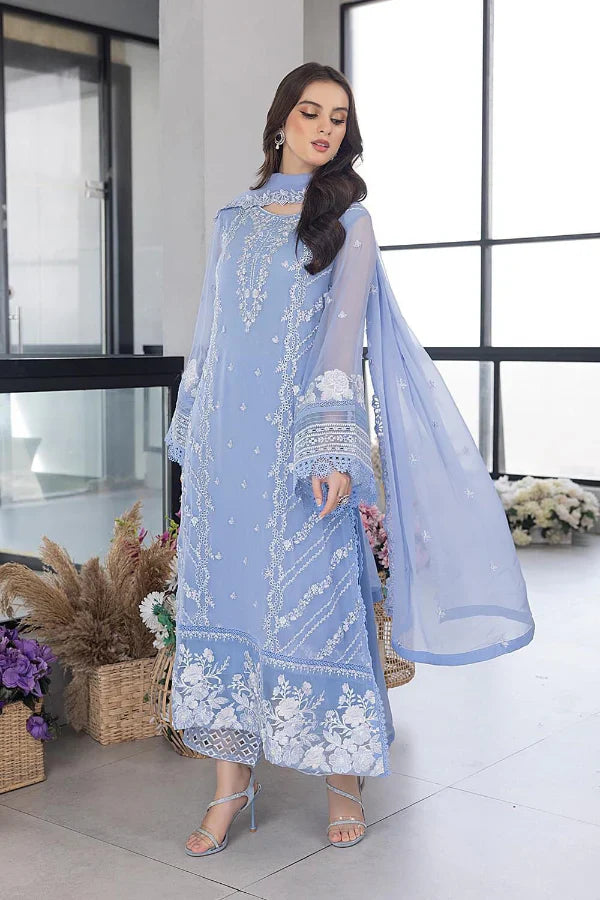 03 Piece Stitched Organza Full Embroidered Suit - Ready To Wear