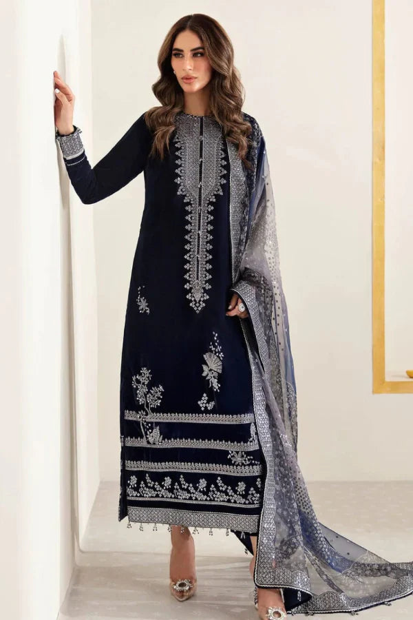 3 Piece Stitched Velvet Suit - Ready To Wear