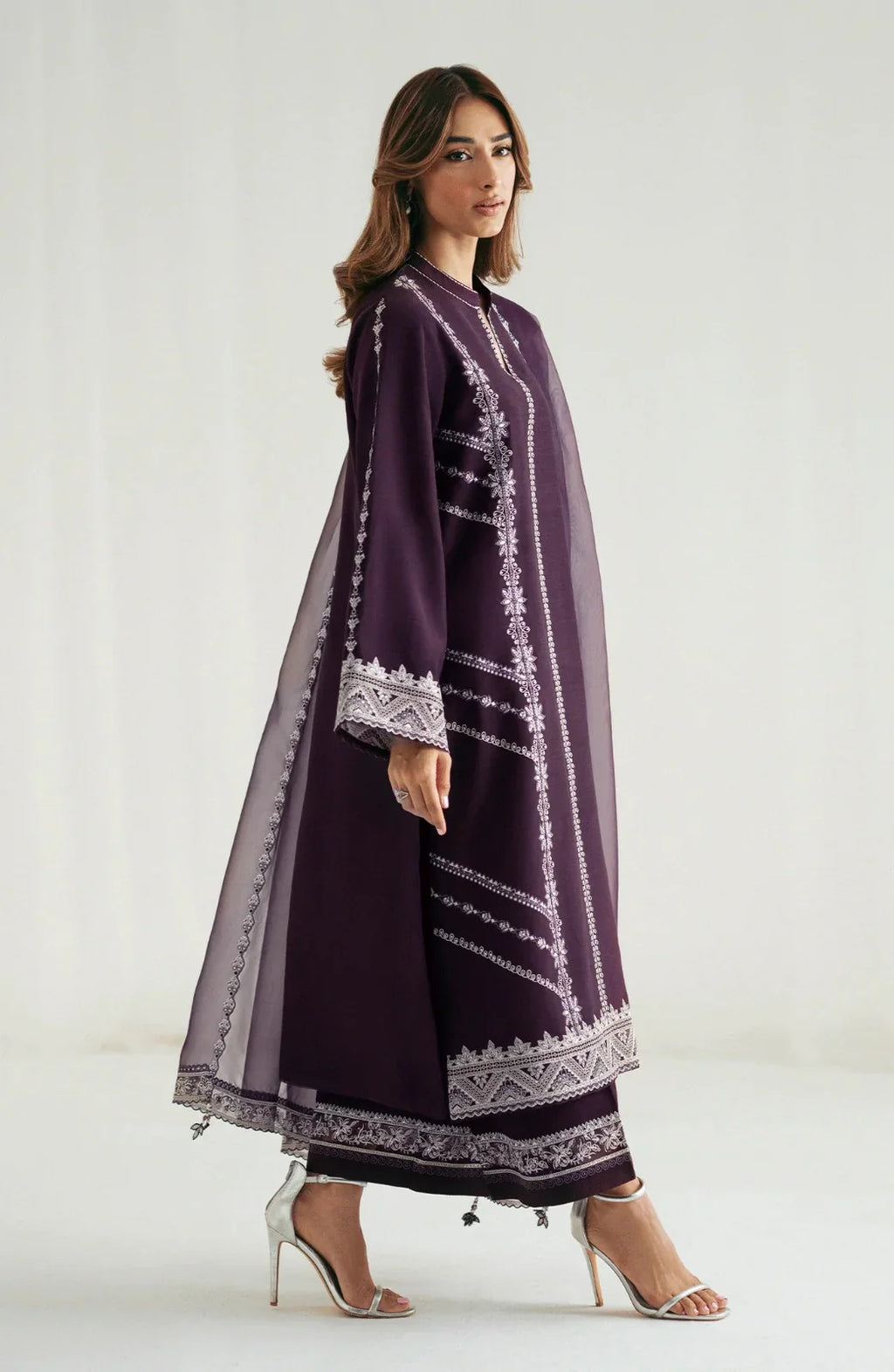 03 Piece Stitched Chiffon Suit - Ready To Wear