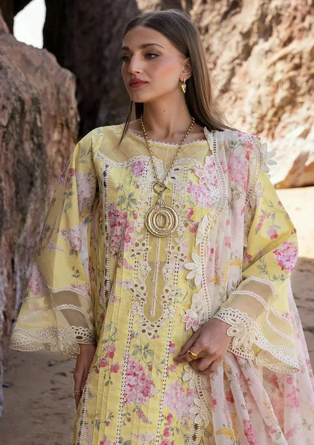 3 Piece Stitched Lawn Suit - Ready To Wear