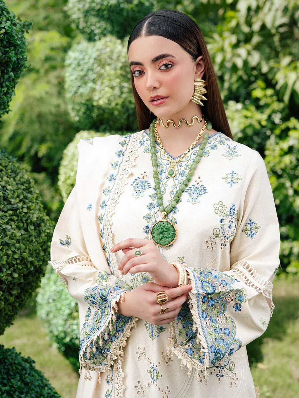 03 Piece Stitched Cotton Suit - Ready To Wear