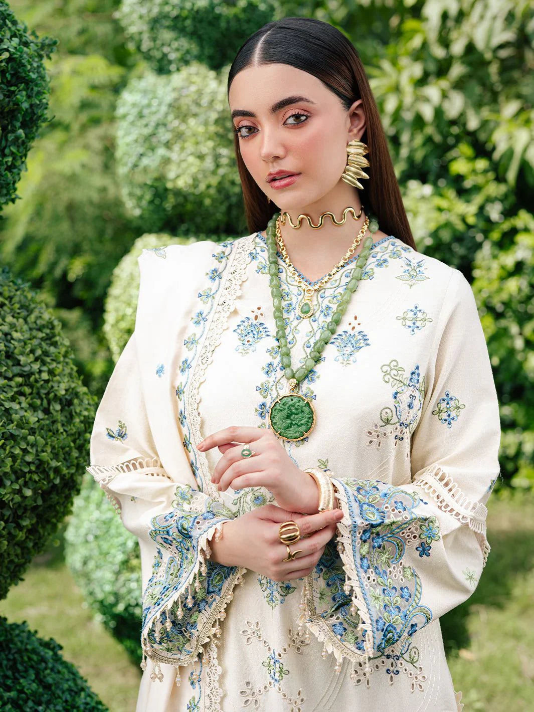 03 Piece Stitched Cotton Suit - Ready To Wear