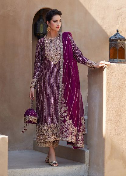 Luxury Embroidered Chiffon 3-Piece Suit – Ready To Wear
