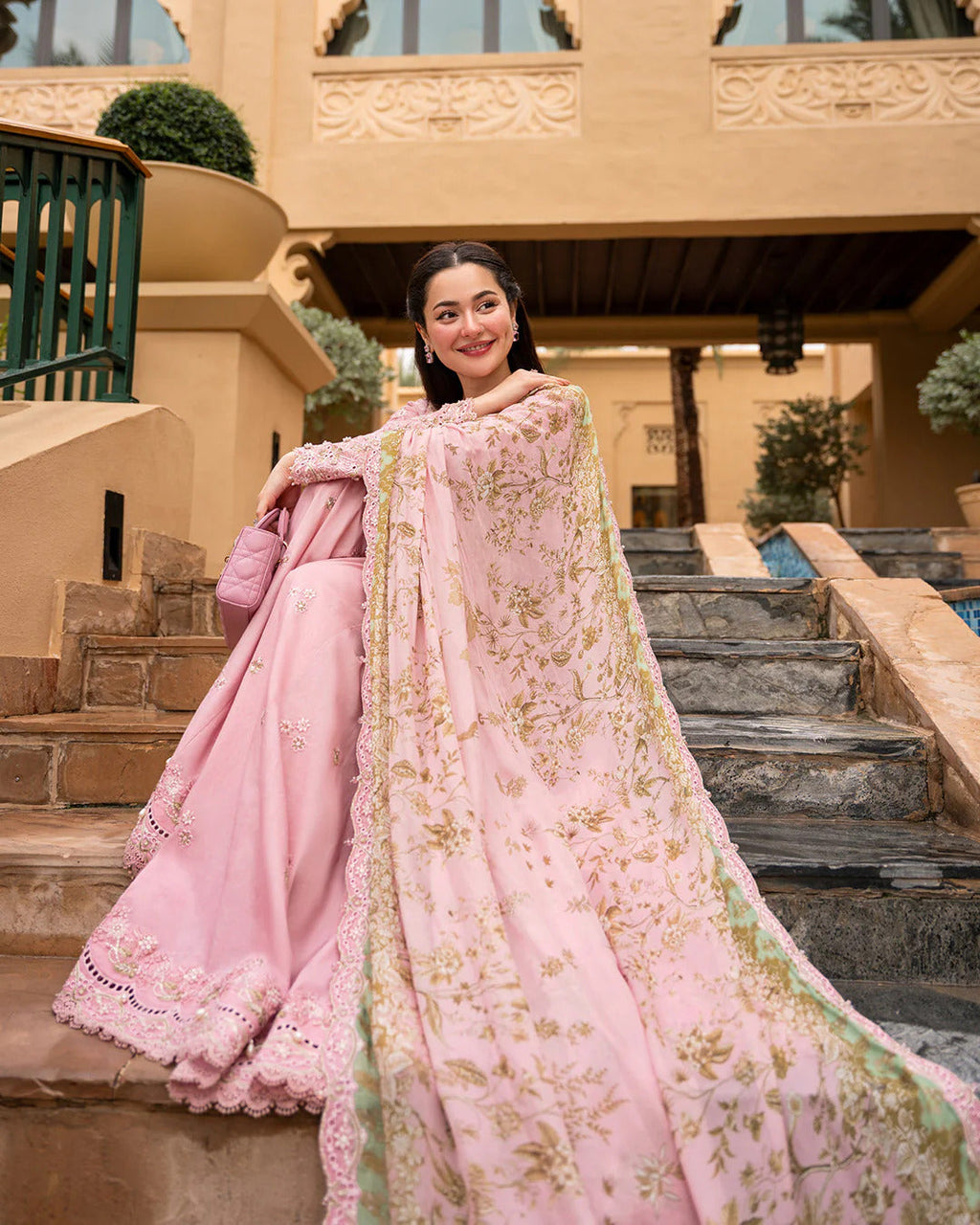 Embroidered Chikankari Lawn 3-Piece Stitched Suit with Sharara – Ready To Wear