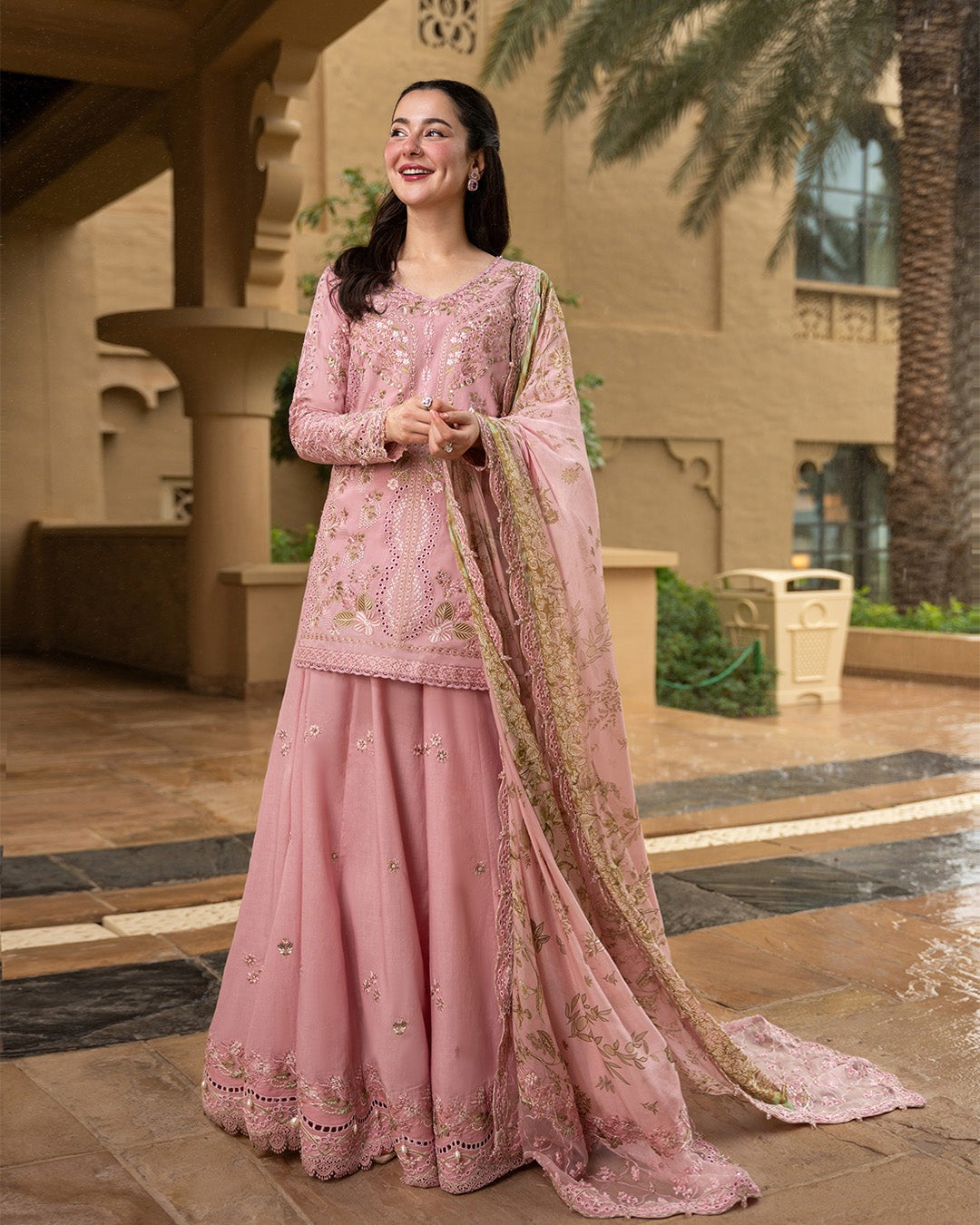 Embroidered Chikankari Lawn 3-Piece Stitched Suit with Sharara – Ready To Wear