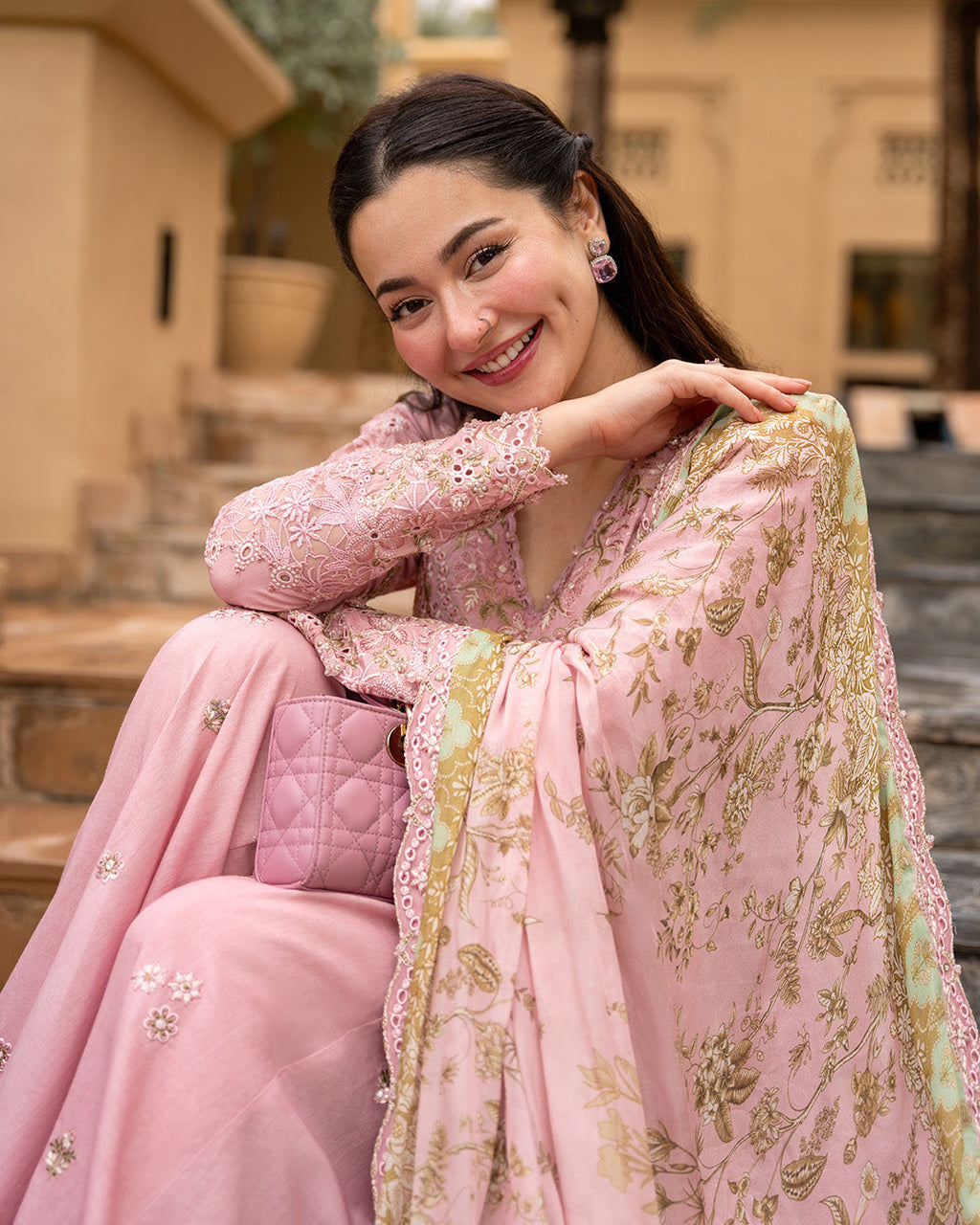 Embroidered Chikankari Lawn 3-Piece Stitched Suit with Sharara – Ready To Wear