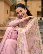 Embroidered Chikankari Lawn 3-Piece Stitched Suit with Sharara – Ready To Wear
