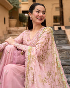 Embroidered Chikankari Lawn 3-Piece Stitched Suit with Sharara – Ready To Wear