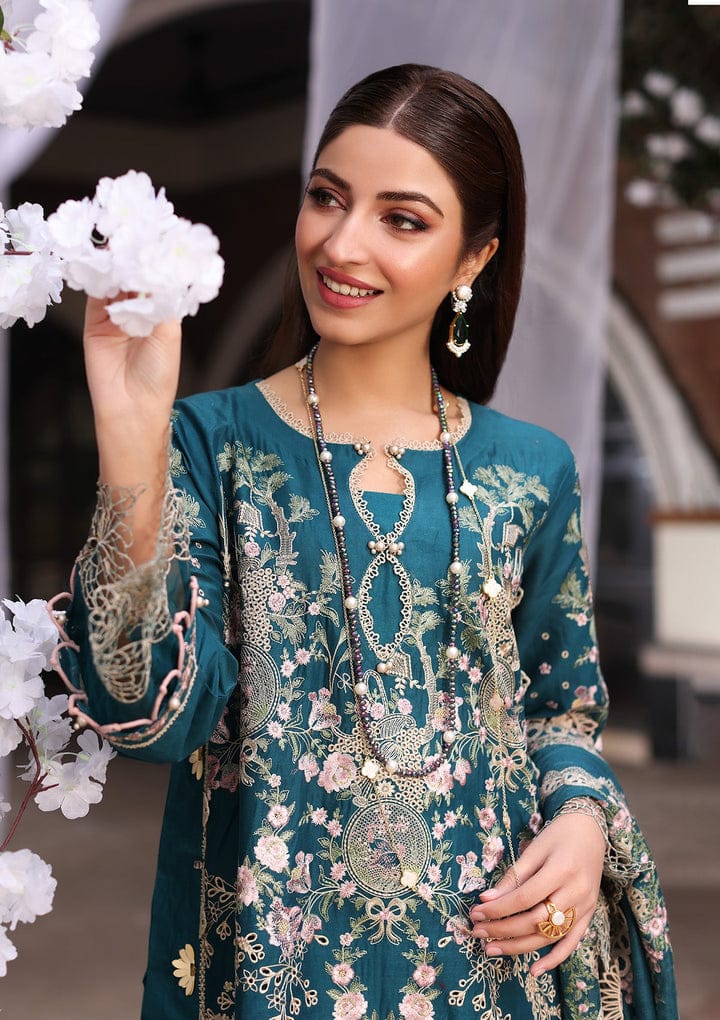 Chikankari Embroidered 3-Piece Stitched Suit with Khaddi Net Dupatta – Ready To Wear