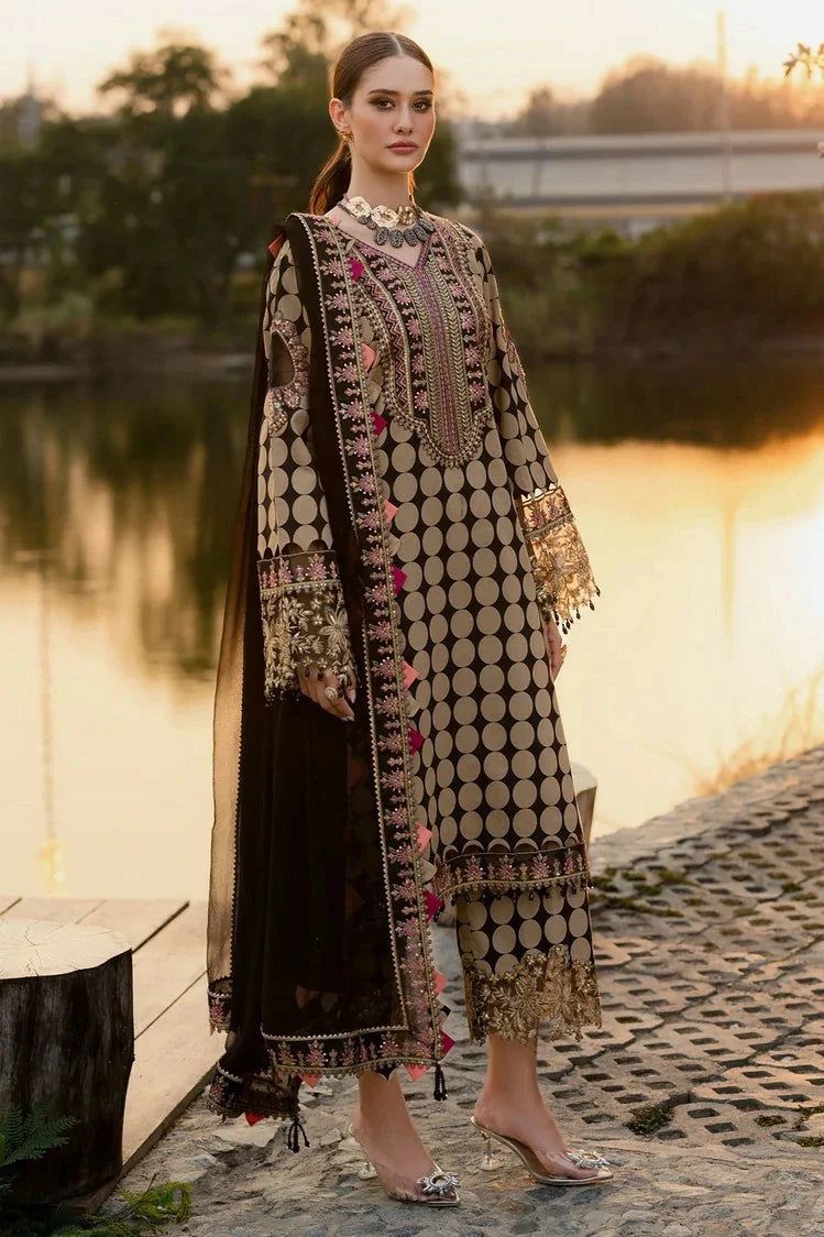 Charizma Lawn 3-Piece Stitched Suit with Embroidered Chiffon Dupatta – Ready To Wear