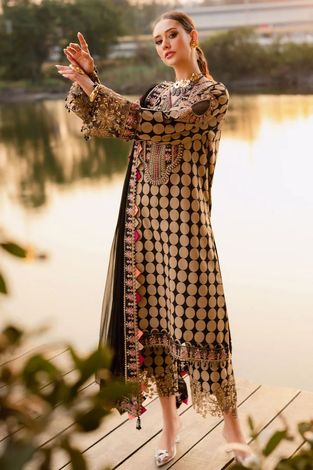 Charizma Lawn 3-Piece Stitched Suit with Embroidered Chiffon Dupatta – Ready To Wear