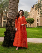 Embroidered Lawn Angarkha 3-Piece Stitched Suit with Chiffon Dupatta | Ready To Wear