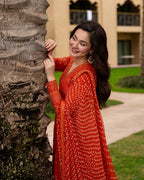 Embroidered Lawn Angarkha 3-Piece Stitched Suit with Chiffon Dupatta | Ready To Wear