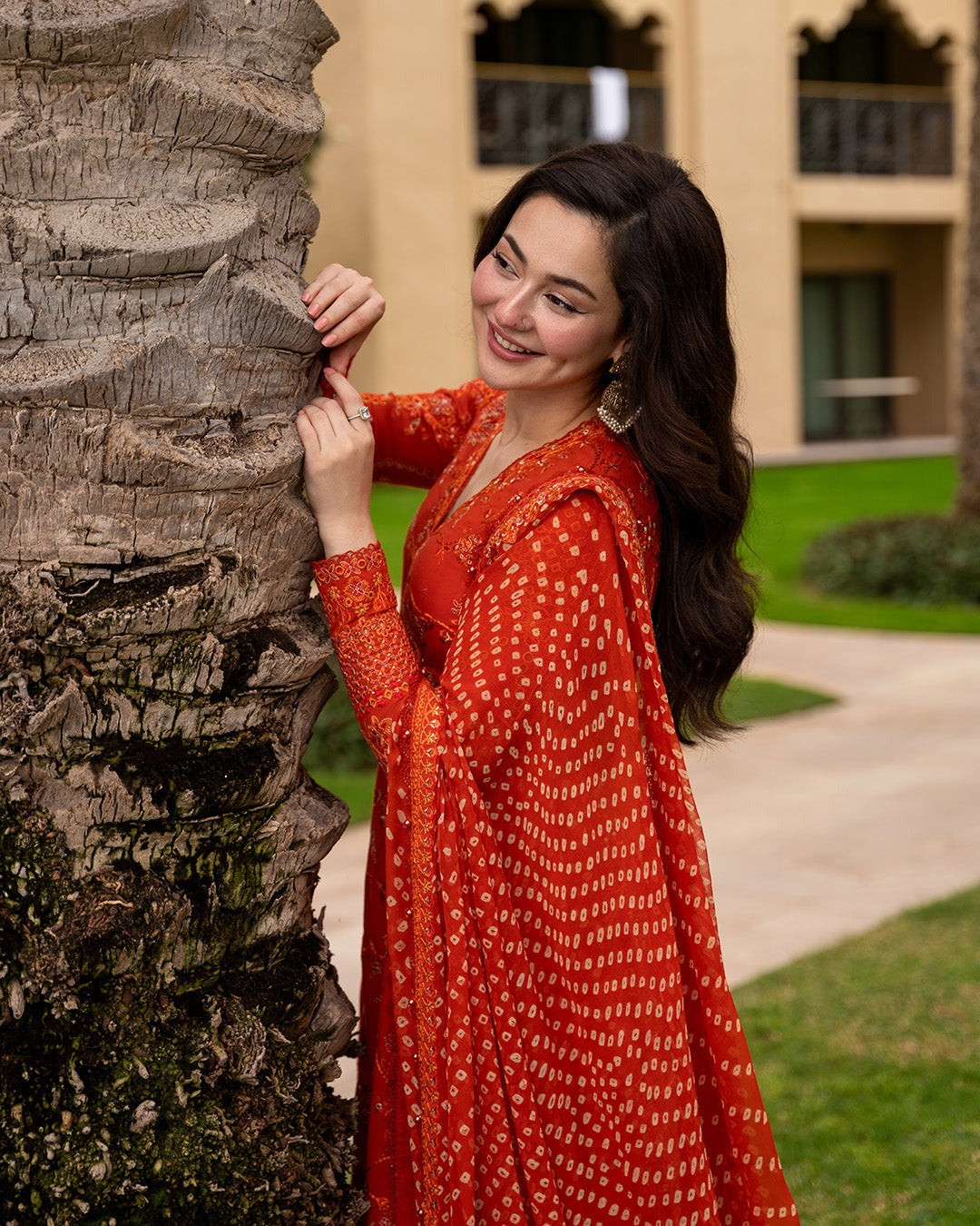 Embroidered Lawn Angarkha 3-Piece Stitched Suit with Chiffon Dupatta | Ready To Wear