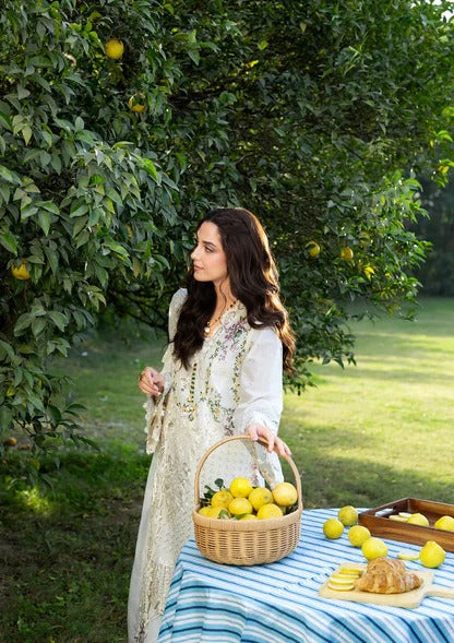 Embroidered Chikankari Lawn 3-Piece Stitched Suit with Jacquard Dupatta | Ready To Wear