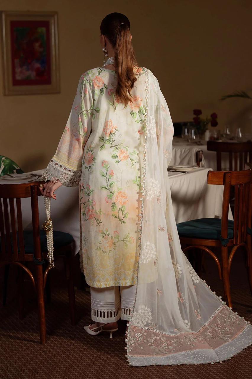 3-Piece Stitched Suit with Heavy Embroidered Chiffon Dupatta | Ready To Wear