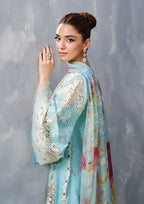 Embroidered Chikankari Lawn 3-Piece Stitched Suit with Digital Printed Silk Dupatta | Ready To Wear