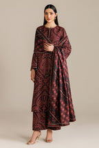 Embroidered Lawn 3-Piece Stitched Suit with Chiffon Dupatta | Ready To Wear