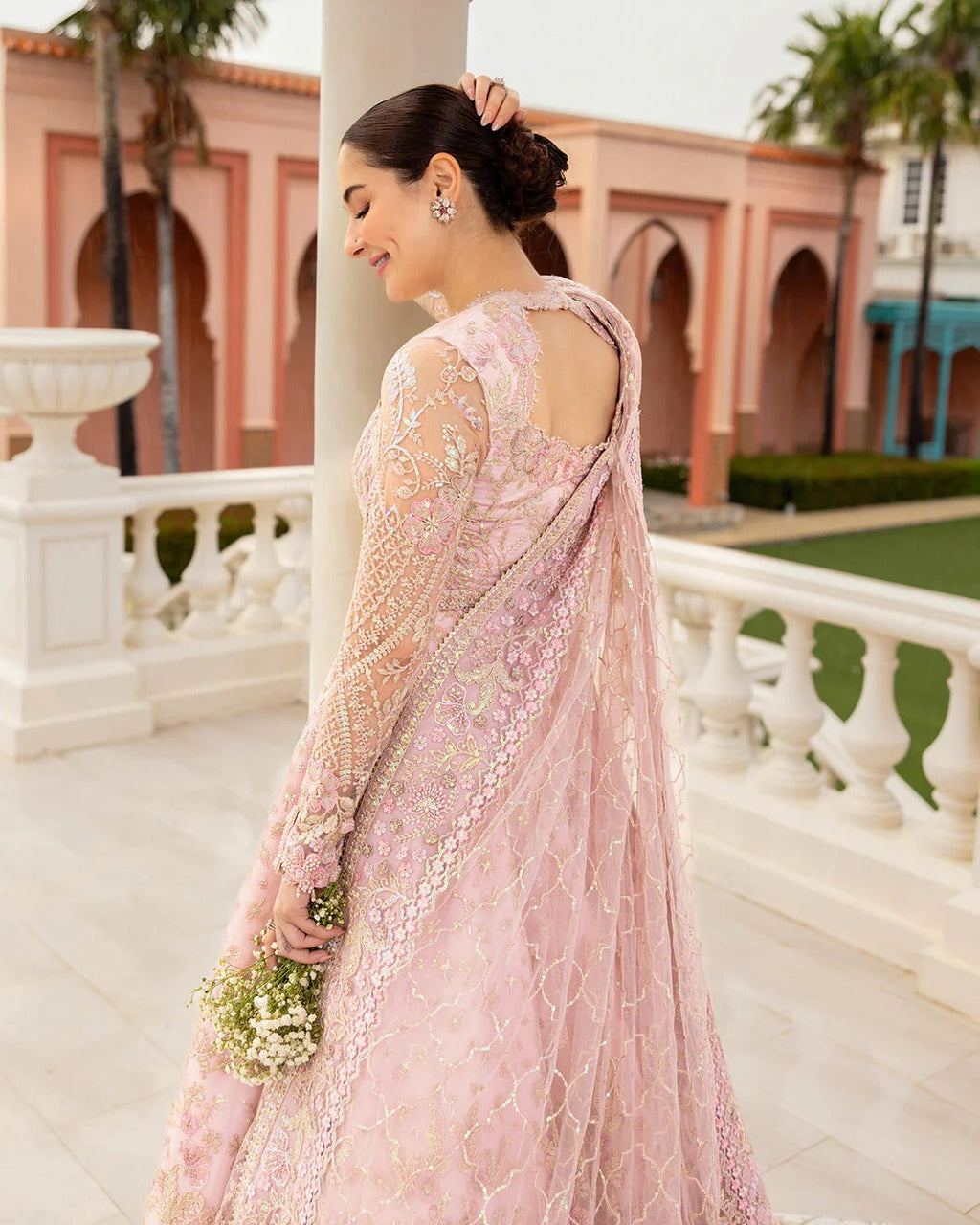 Embroidered Net 16 Kali Maxi 3-Piece Stitched Suit with Pallu Style Net Dupatta & Silk Inner | Ready To Wear