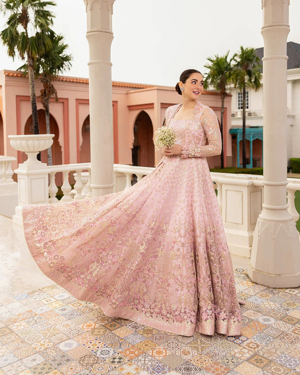 Embroidered Net 16 Kali Maxi 3-Piece Stitched Suit with Pallu Style Net Dupatta & Silk Inner | Ready To Wear