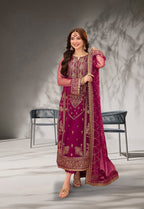 Heavy Sequence Embroidered Chiffon 3-Piece Stitched Suit with Net Dupatta & Malai Trouser | Ready To Wear