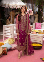 Heavy Sequence Embroidered Chiffon 3-Piece Stitched Suit with Net Dupatta & Malai Trouser | Ready To Wear