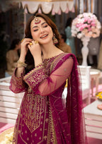 Heavy Sequence Embroidered Chiffon 3-Piece Stitched Suit with Net Dupatta & Malai Trouser | Ready To Wear