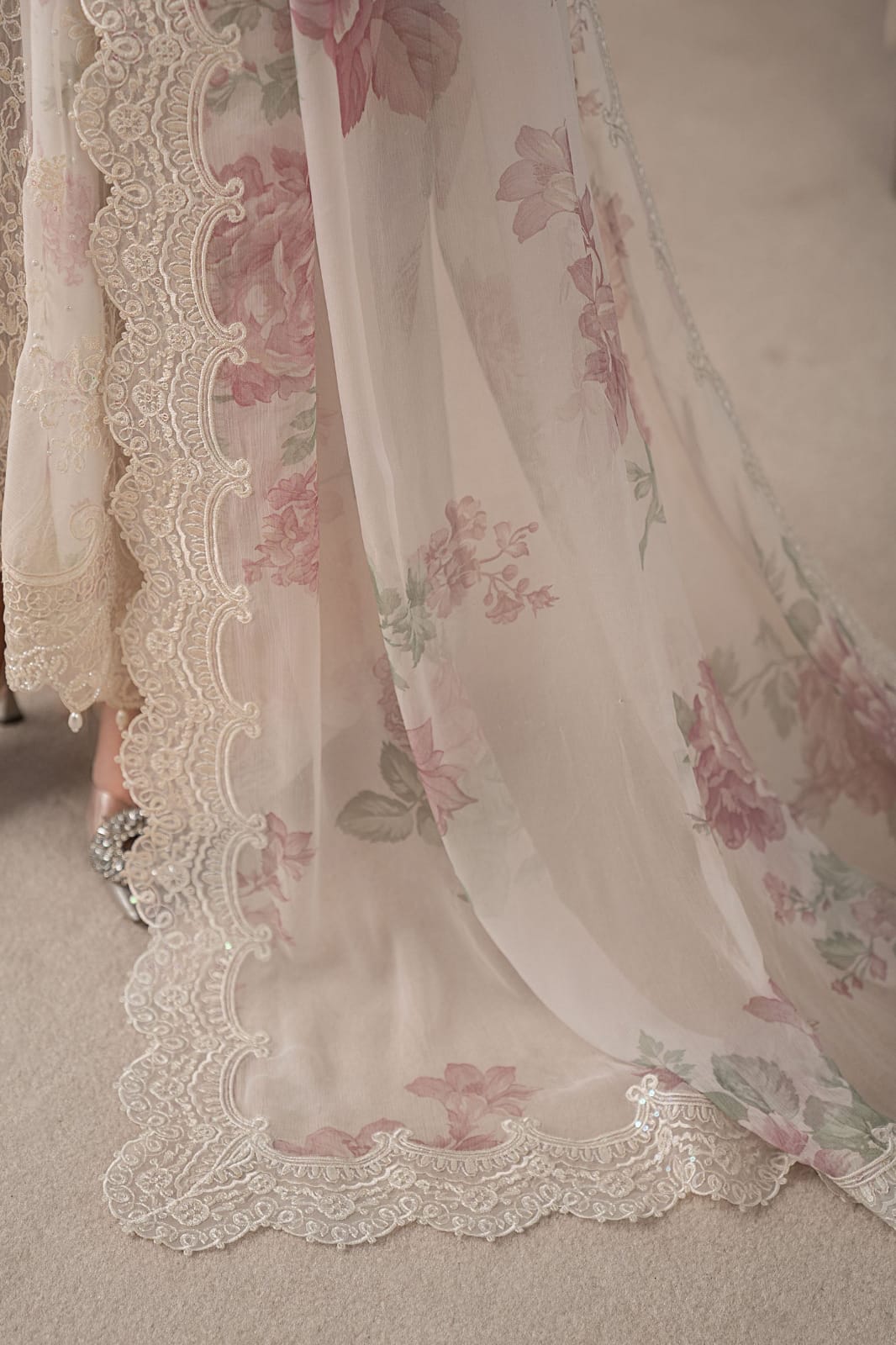 Embroidered Chiffon 3-Piece Stitched Suit with Adda Handwork & Digital Silk Dupatta | Ready To Wear