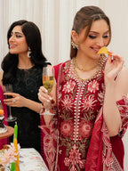 Heavy Embroidered Lawn 3-Piece Stitched Suit with Khadi Net Dupatta / Ready to wear