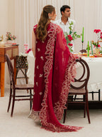 Heavy Embroidered Lawn 3-Piece Stitched Suit with Khadi Net Dupatta / Ready to wear