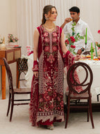 Heavy Embroidered Lawn 3-Piece Stitched Suit with Khadi Net Dupatta / Ready to wear