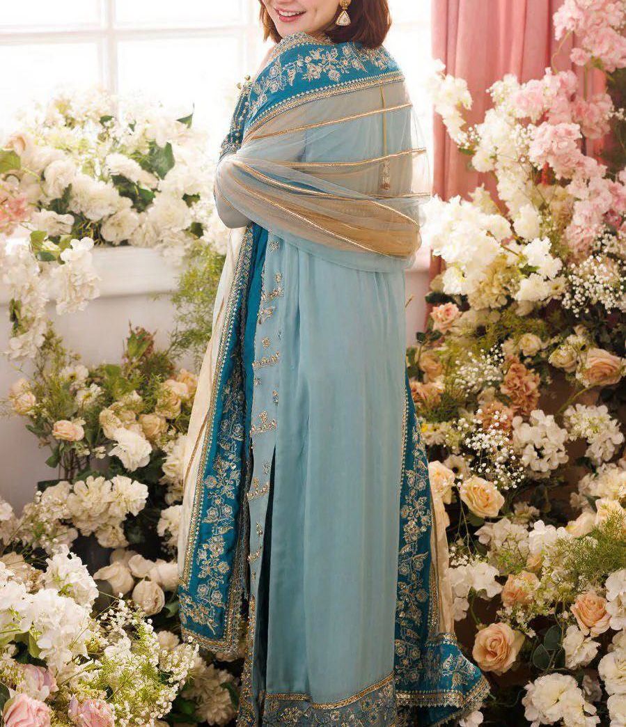 Heavy Embroidered Chiffon 3-Piece Stitched Suit with Adda Work & Net Dupatta | Ready To Wear