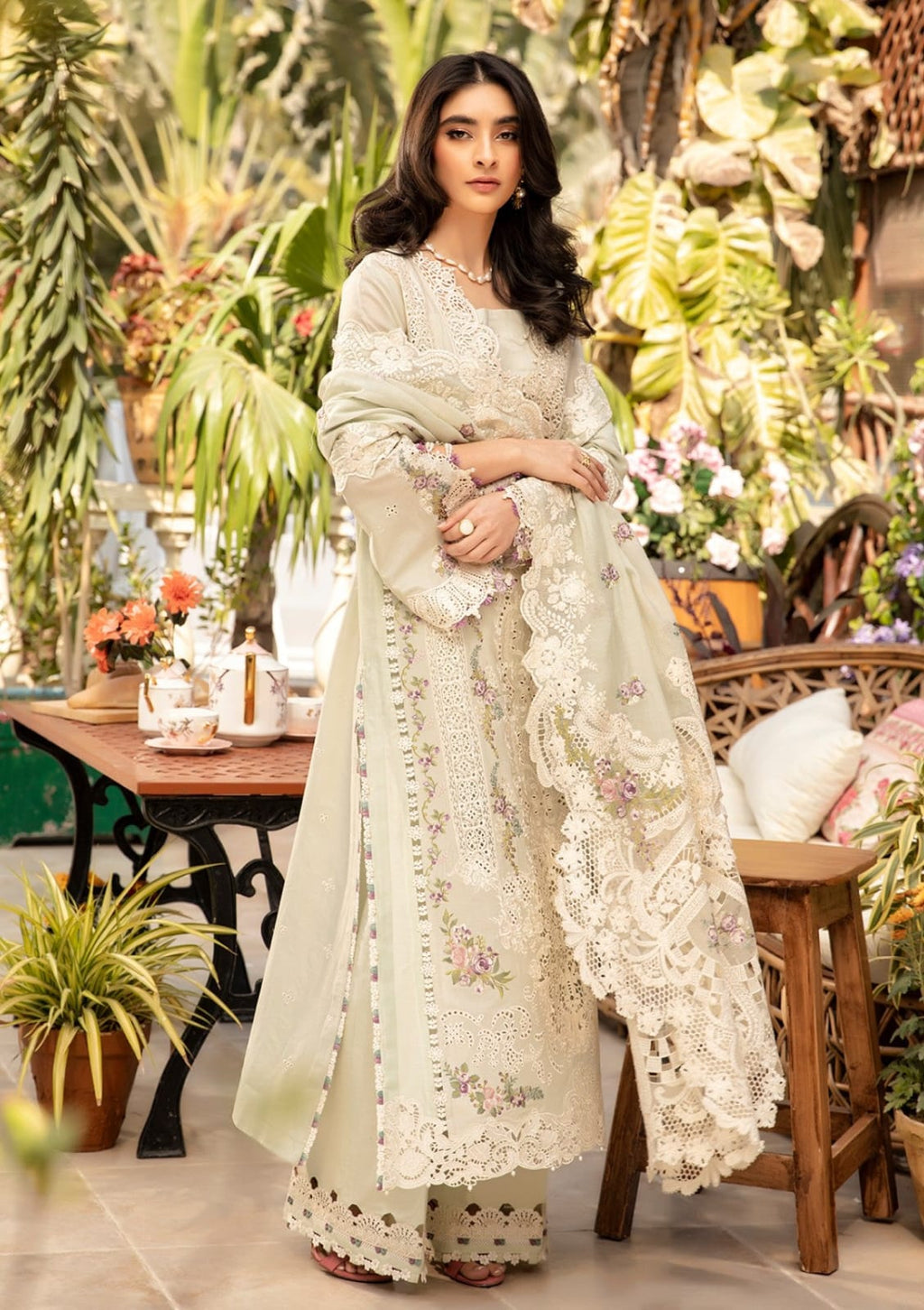 Luxury Chicken Kari Cotton 3-Piece Stitched Suit with Organza Embroidered Dupatta | Ready To Wear