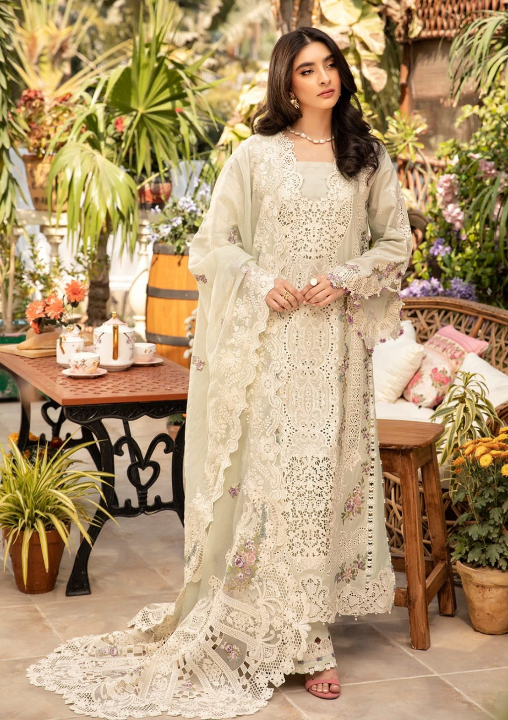 Luxury Chicken Kari Cotton 3-Piece Stitched Suit with Organza Embroidered Dupatta | Ready To Wear