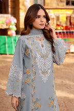 Luxury Chicken Kari 3-Piece Stitched Suit with Embroidered Patches & Chiffon Dupatta | Ready To Wear