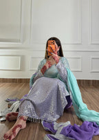 Heavy Embroidered Chiffon 3-Piece Stitched Suit with Sequence Katori Work & Chiffon Dupatta | Ready To Wear