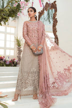 Sequence & 3D Flower Embroidered Chiffon 3-Piece Stitched Suit with Malai Trouser | Ready To Wear