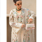 Heavy Embroidered Schiffli Lawn 3-Piece Stitched Suit with Organza Dupatta & Handwork | Ready To Wear