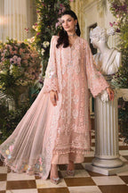 Chikan Kari & Handwork Chiffon 3-Piece Stitched Suit with Malai Trouser | Ready To Wear