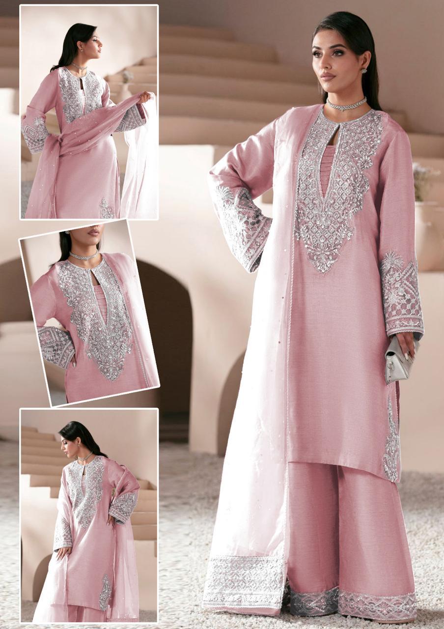 Shisha Silk 3-Piece Stitched Suit with Swarovski Crystal Work & Organza Dupatta | Ready To Wear