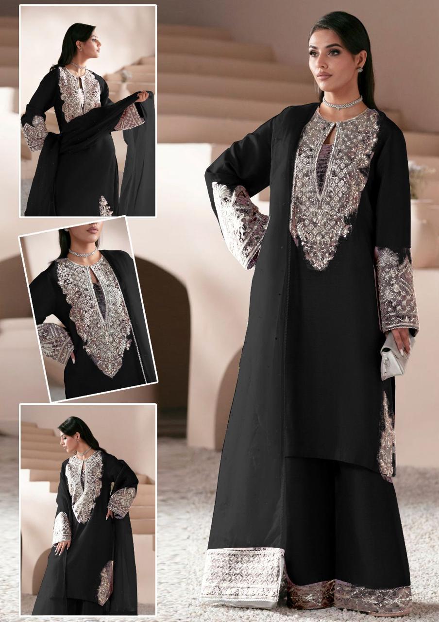 Shisha Silk 3-Piece Stitched Suit with Swarovski Crystal Work & Organza Dupatta | Ready To Wear