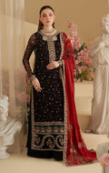 : Printed Chiffon 3-Piece Stitched Suit with Raw Silk Embroidered Details & Chiffon Dupatta | Ready To Wear