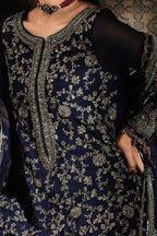 Embroidered Chiffon 3-Piece Stitched Suit with Organza Details & Silk Trouser | Ready To Wear