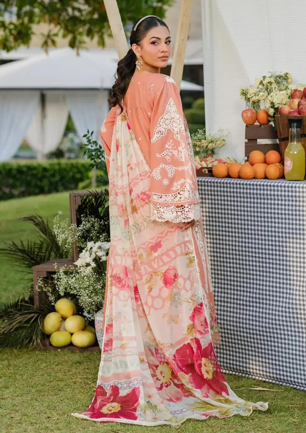 Embroidered Chikankari Lawn 3-Piece Stitched Suit with Silk Dupatta | Ready To Wear