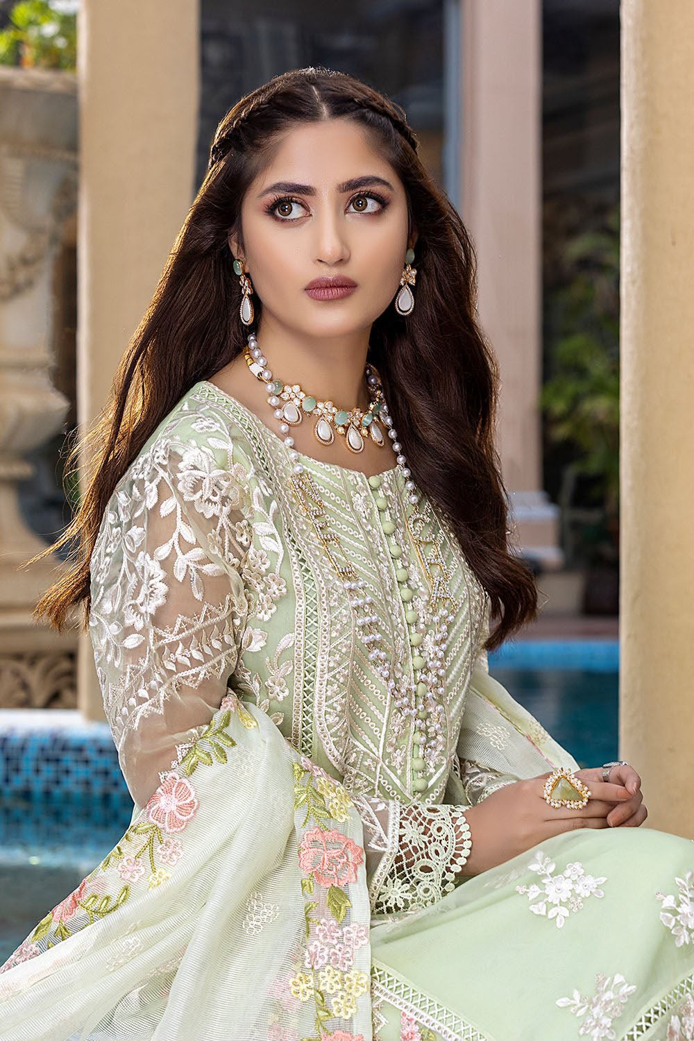 Thread & Sequence Embroidered Organza 3-Piece Stitched Suit with Khaddi Dupatta | Ready To Wear