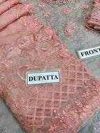Sequence & 3D Flower Embroidered Chiffon 3-Piece Stitched Suit with Malai Trouser | Ready To Wear