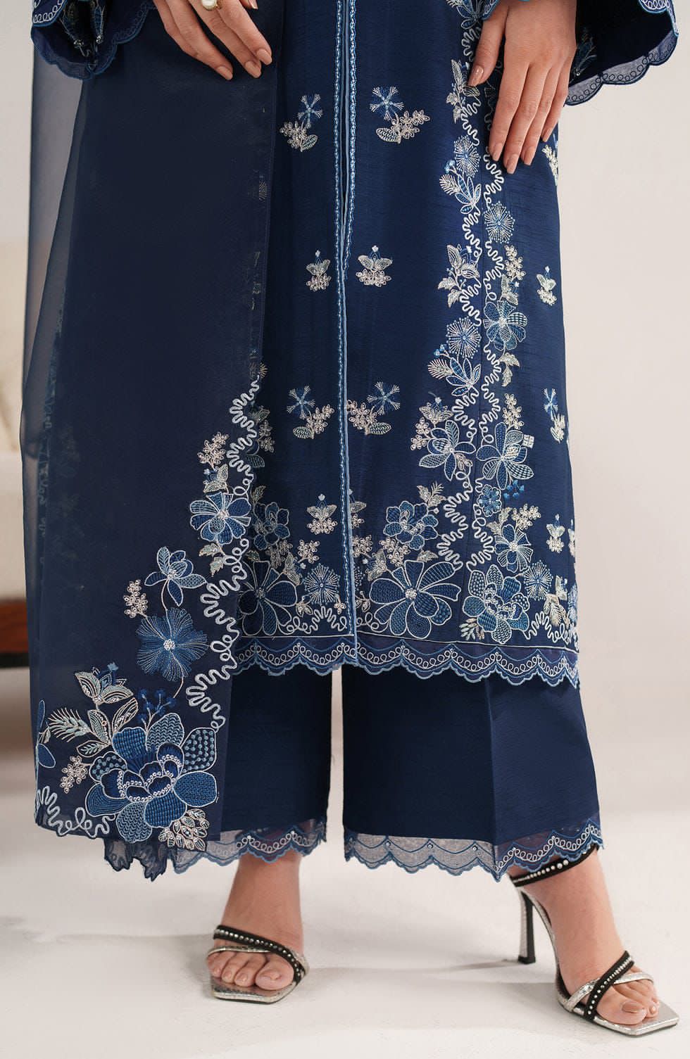 Heavy Embroidered Lawn 3-Piece Stitched Suit with Chiffon Dupatta & Cutwork | Ready To Wear