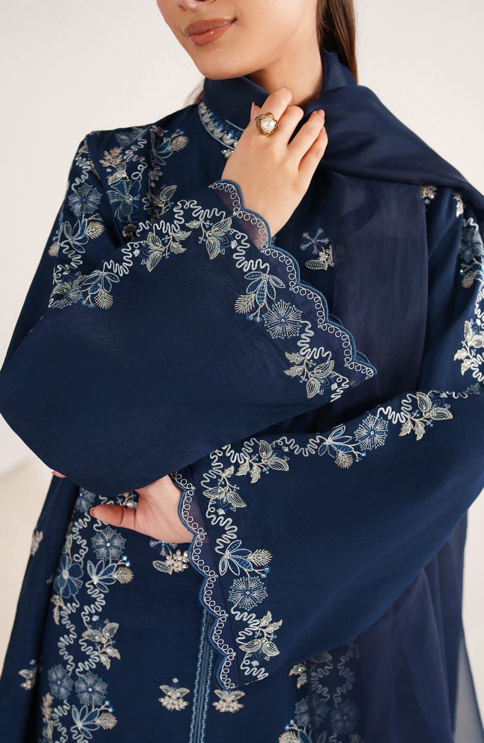 Heavy Embroidered Lawn 3-Piece Stitched Suit with Chiffon Dupatta & Cutwork | Ready To Wear