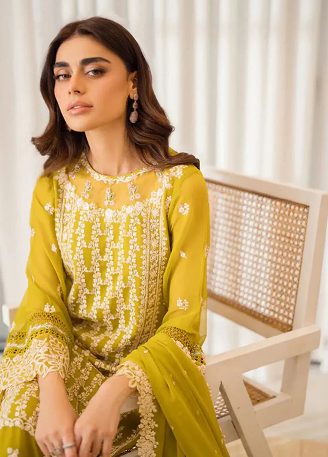 03 Piece Stitched Chiffon Embroidery Suit - Ready To Wear