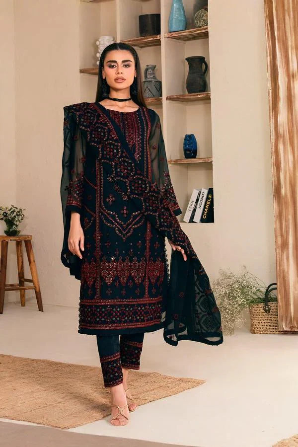 03 Piece Stitched Chiffon Embroidery Suit - Ready To Wear